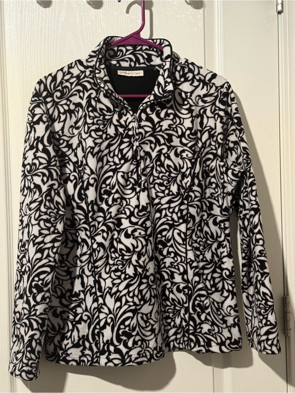 Coldwater Creek Black & White Swirl Fleece Zip Jacket